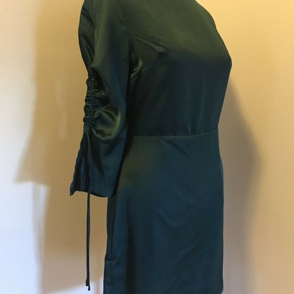 Jewel Green Blue Satin Mini Dress, tie sleeve, open back, Nordstrom, NWT - Picture 5 of 8